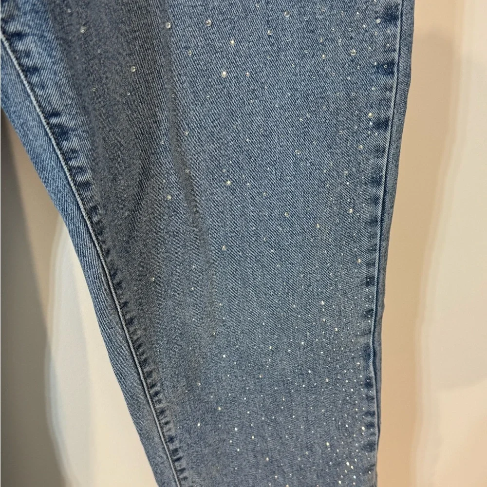 DKNY Women’s Blue Denim Jeans with Front Rhinestones